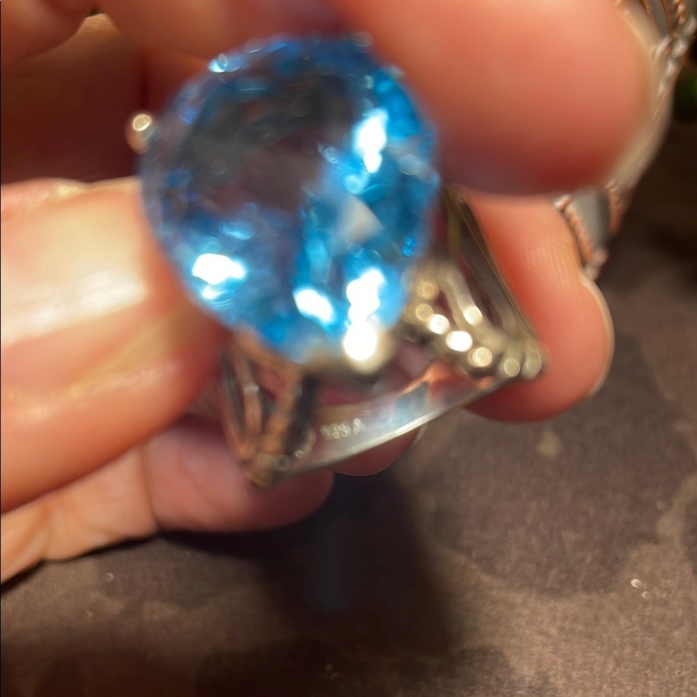 ☑️☑️1/30 or 2/40☑️☑️Silver Blue Gemstone Ring with Classic Design -6 - Picture 7 of 7